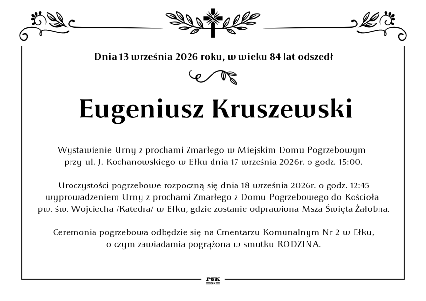 Eugeniusz Kruszewski - nekrolog